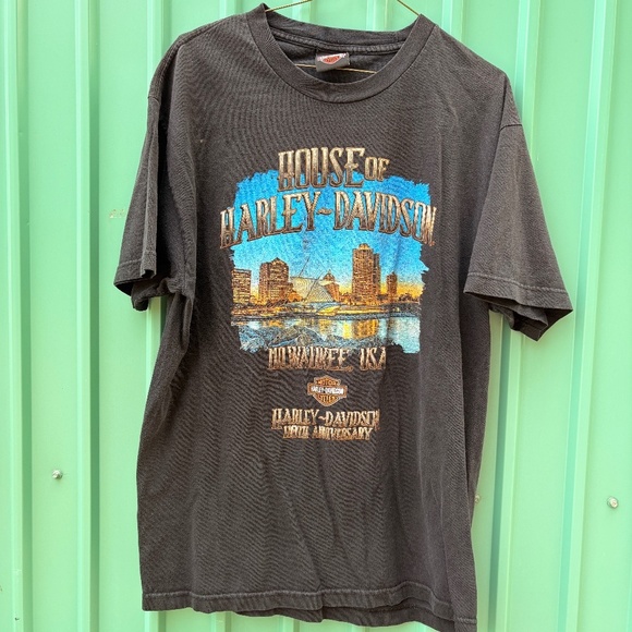 Harley Davidson motorycles  HOUSE Of Milwaukee Size LARGE men t shirt black - Picture 1 of 5